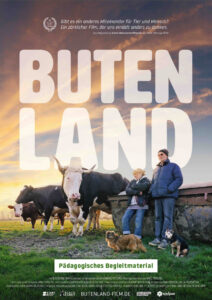 filmplakat butenland, schriftzug, kühe, menschen