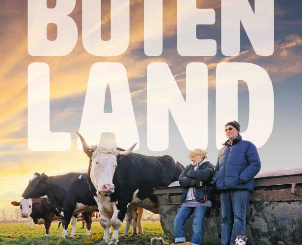 filmplakat butenland, schriftzug, kühe, menschen